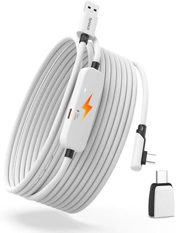 Syntech Link Cable with Charging 20FT Compatible with Oculus/Meta Quest 3S/3 Accessories, Quest2/Pro, Pico4, Next-Gen VR Cable with USB 3.0 A to C Adapter for SteamVR, Charge & Link Simultaneously