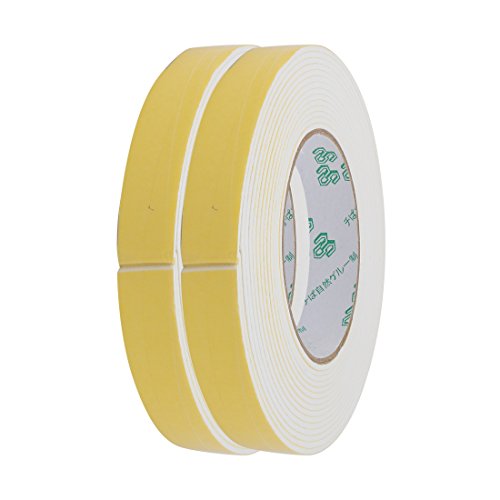 Image of uxcell Sealing Foam Tape 20mm Wide 2mm Thick 5m /16.4ft Long, Self Adhesive Weather Strip for Window Door Insulation, Yellow White, Pack of 2