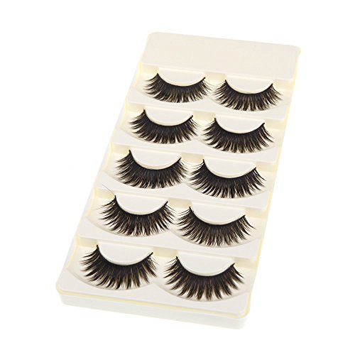 Docooler 5 Pairs False Eyelashes Pure Hand-made Thick Long Voluminous Fake Lashes