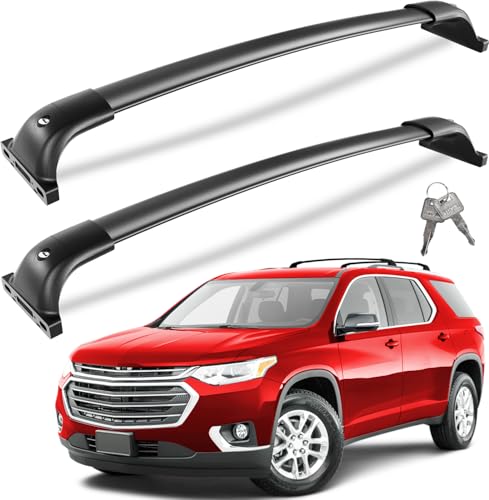 Image of Wonderdriver Lockable 300lbs Roof Rack Cross Bars Compatible with Chevy Chevrolet Traverse 2018 2019 2020 2021,All-Metal Aluminum Heavy Duty Roof Rails Crossbars Cargo Canoe Black Rooftop Luggage.