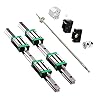 2PCS HGR20-300mm Linear Rail + 1PCS RM1605-300mm Ballscrew with BF12/BK12 Kit, DSG16H Nut Housing, Coupling, Slide Blocks Linear Guide Rail Ball Screw Set for DIY CNC Routers Lathes Mills