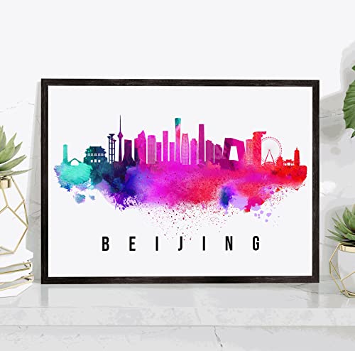 Beijing Skyline China Poster, Beijing Cityscape Painting, Beijing China Poster, Cityscape and Landmark Print, Home Wall Art, Office Wall Decor