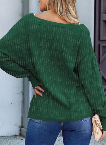 Image of EVALESS Casual Crewneck Sweaters for Women Fall Winter 2026 Lightweight Long Batwing Sleeve Pullover Sweaters Tops Clothes