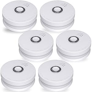 Smoke Detector, Andyssey Fire Alarms Smoke Detectors 9V Replaceable Battery Operated Photoelectric Smoke Alarms with Low Battery Warning, UL Listed Fire Detector for Home, 6 Packs