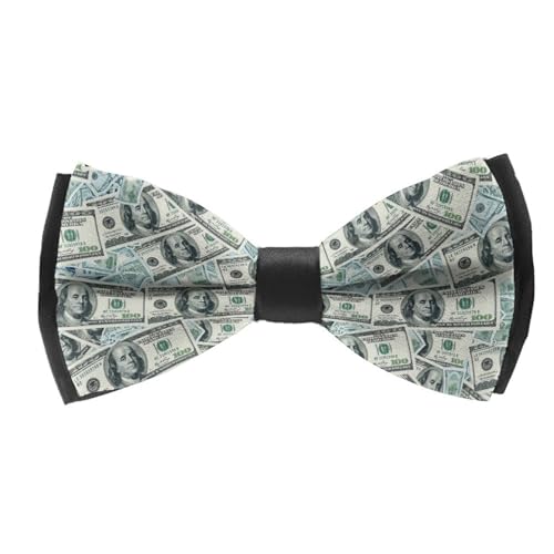 ACCXECTGGV 100 Dollar Bills Print Money Pre-Tied Fashion Bow Ties, Formal Tuxedo Bow Tie For Adults Suit Accessories, Party Christmas