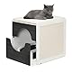 Relaxdays Katzenschrank für Katzentoilette, Katzenklo verstecken, ausziehbare Schublade, HBT: 57 x 50 x 60 cm, weiß/grau