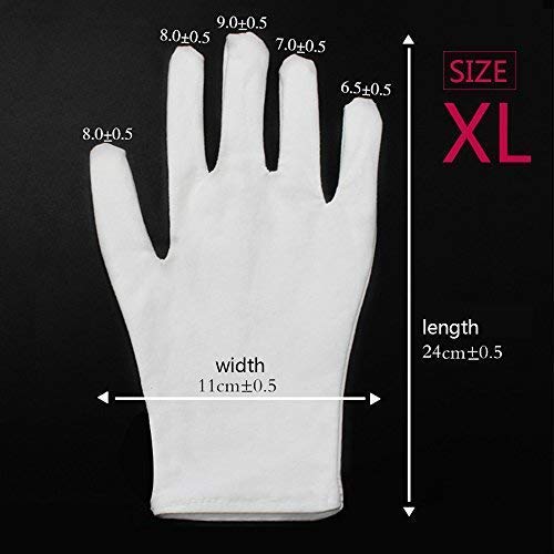 LANGING – 12 Paia Di Guanti Bianchi In Puro Cotone Morbido (Lunghezza 24 Cm) Per Ispezione, Gioielli, Eczema - 6