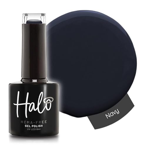 Halo Gel Polish 8ml - Navy. UV/LED Gel Nail Polish, Long Lasting & Easy To Apply. Nail Art Colours For Manicure & Pedicure. Gel Polish For Professional & Home Use.