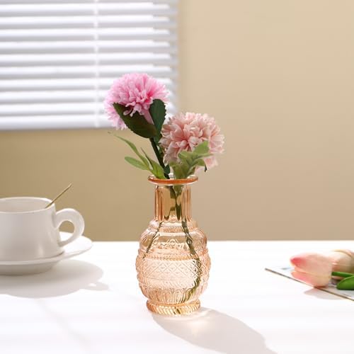 Glass Bud Vases Set of 48, Amber Small Vases for Centerpieces, Small Glass Vase for Flowers, Vintage Bud Vase in Bulk for Wedding, Party, Events, Reception, Home Decor