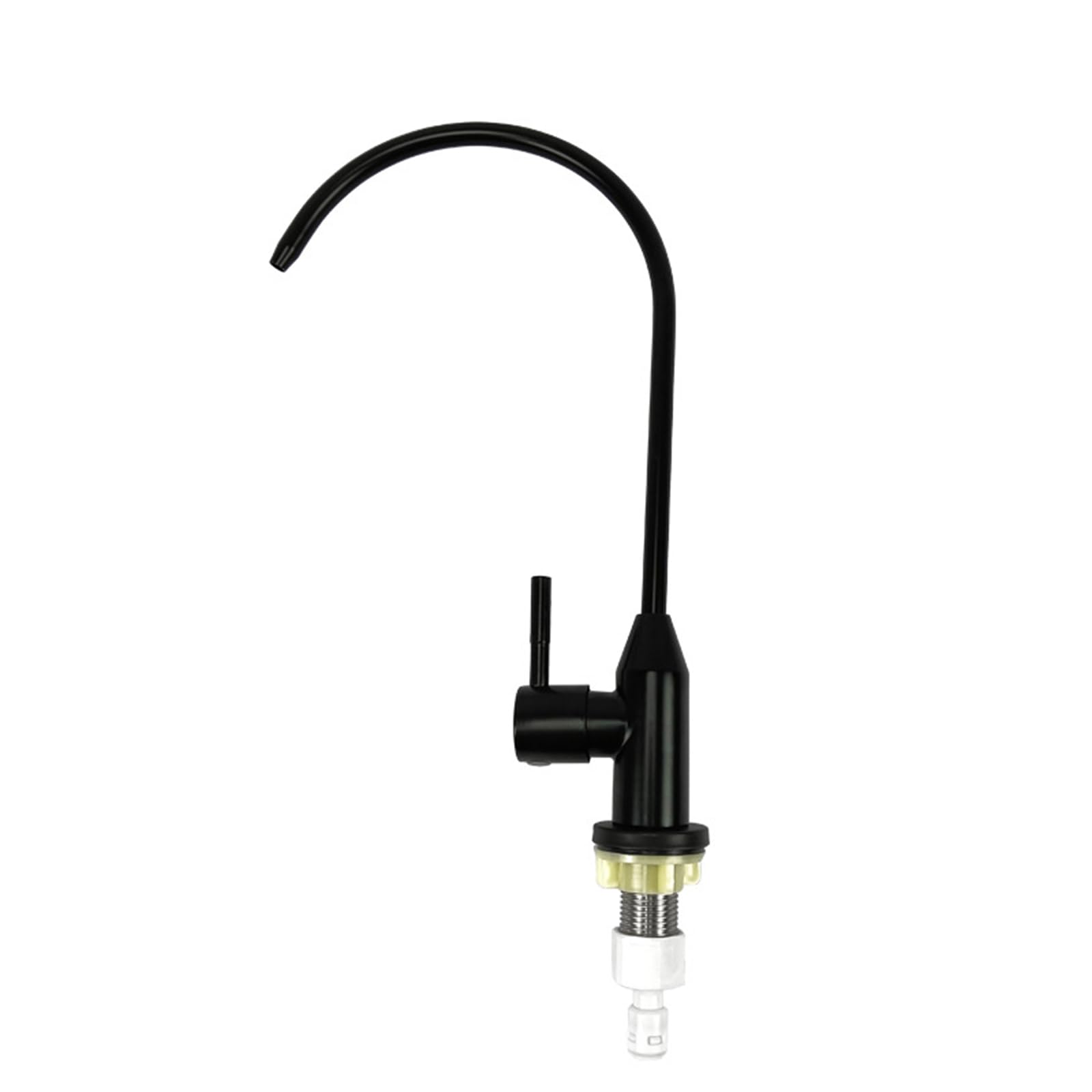 Faucet Stainless Steel Swan Neck Kitchen Sink Tap with Pure Water Filter Single Cold Black Faucet (Black A)