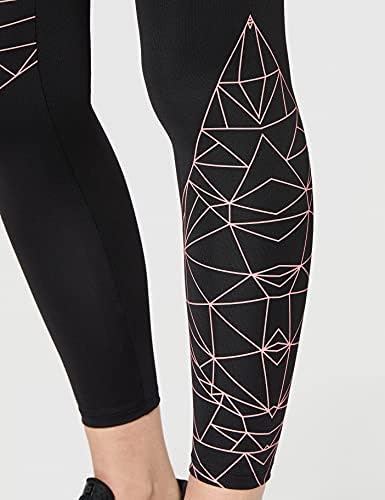 Amazon Essentials Women's Optic Print Sports Leggings, Black/Peach, 12