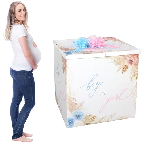 AmazingSpark 28in Giant Gender Reveal Gift Box Kit, Boho Flower