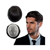 Cabello masculino Sistema de reemplazo capilar for hombres, tupé de cabello humano de 0,02-0,04 mm, piel sintética ultrafina, prótesis capilar masculina. Pelucas de uso diario