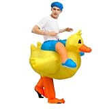 JASHKE Inflatable Duck Costume Adult Ride on Duck Inflatable Suit Funny Blow up Costumes Halloween Christmas Carnival - 4