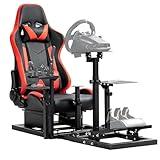 Marada Flight Racing Simulation Cockpit with Steering Wheel Stand Compatible with Thrustmaster/Warthog/Logitech G29 G920 G27,Adjustable Red Race Car Seat, Wheel Pedals Throttle&Joystick Not Included