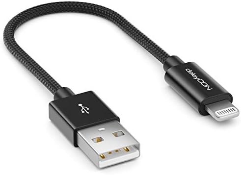 deleyCON 0.5m (1.64 ft.) Lightning 8 Pin USB Charging Cable Apple MFI for iPhone 12 Pro Max 12 Pro 12 Mini 11 Pro 11 Pro Max 11 SE 2. Gen. XR XS Max XS X Metal Plugs & Nylon Cable - Grey