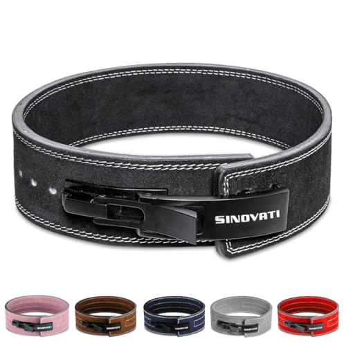 SINOVATI Premium Gewichthebergürtel KDK Gürtel aus Echtleder mit Schnalle, Weightlifting Lever Belt für Fitness Powerlifting Krafttraining Bodybuilding, (Schwarz, S-8.5cm)