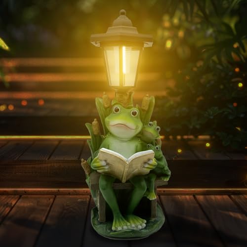 Frog Garden Statue with Solar Lantern