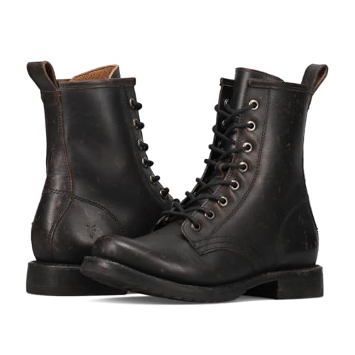 Image of Frye Veronica Women's Combat Boots Crafted from Hand-Burnished Vintage Italian Leather with Genuine Stitch-Down Welt Construction and Leather Lining - 6 inch Shaft Height