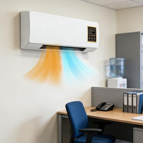 White,Wall Mount Space Heater, 1800w Wall Heater And Air Conditioner Combo With Remote Control & Led Display, Up To 215 Sq Ft, 8-Hour Timer, For Bathroom Office Bedroom Rv, Ac