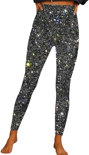 IQYU Pailletten leggings zilver - glitter leggings dames ondoorzichtige glitterpanty lange glitterpanty pailletten broek skinny yogabroek oudejaarsavond outfit metallic broek sexy glitterbroek