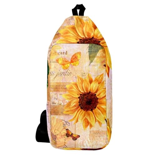 Sac à dos à bandoulière aquarelle tournesol et papillon pour randonnée voyage
