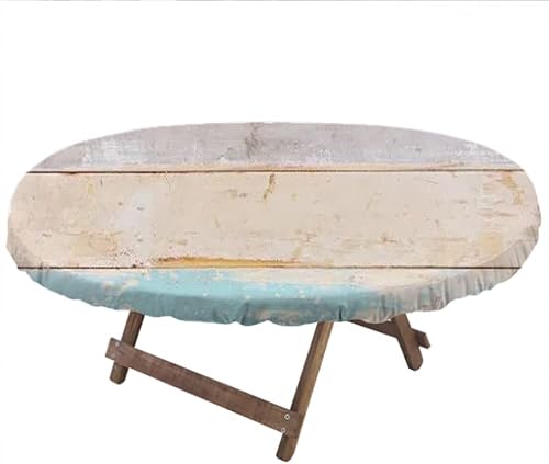 Miniatura 2 de Mantel ovalado de madera, textura de madera, comedor en interiores y exteriores, patio, festival, se adapta a mesas de 48 x 68 pulgadas,