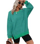 XIEERDUO Women's Loose Fit Crewneck Sweatshirt - Long Sleeve Pullover Top, Soft Polyester Blend For Casual Wear (Green, Small)