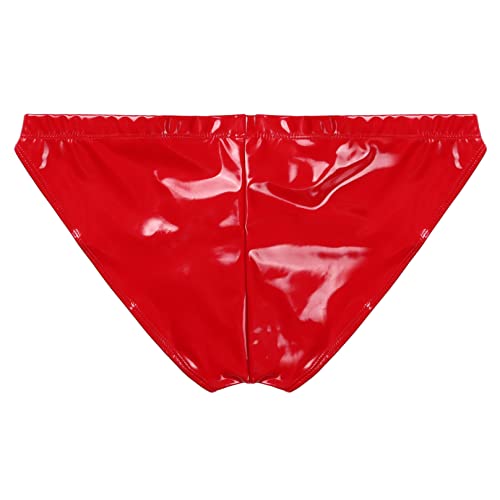Agoky Men's Stretch Underwear Support Briefs With Drawstring Swim Bikini Hip Briefs Red Large #TOP5