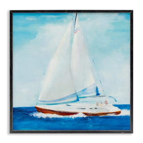 Traditional Summer Sailboat Coastal, 12 x 12 Inch Framed Giclée Print