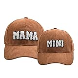 Fall Mama and Mini Hats Corduroy, Embroidred Patch Mother Daughter Hats, Mom And Son Matching Hats, Mommy and Me Hats For Boy, Girl, Set of 2 Matching Toddler And Mommy Hats in Corduroy Caramel.
