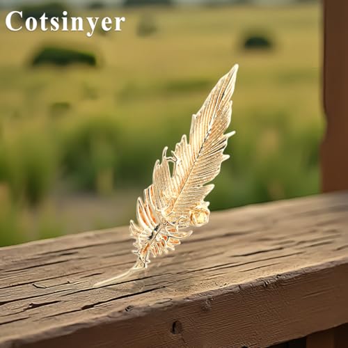 Cotsinyer Gold Small Rose Flower Feather Brooch, Lapel Pin Men Women Suit by Cotsinyer - Used condition - Image 9