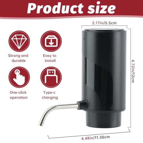 Electric Wine Decanter Aerator, Automatic One-Touch Quick-Pour Dispenser with USB Rechargeable Battery, Wine Air Aerator Pourer Spout