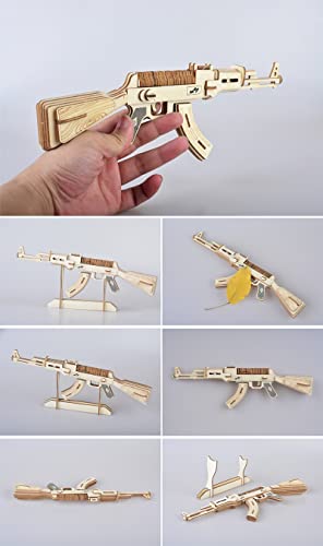 4 Pieces 3D Wooden Gun Shape Puzzles Diy Assembly Gun Puzzle Unfinished Crafting Carbine Assault Gun Puzzles Hobby Puzzle Wood Craft Model #TOP4