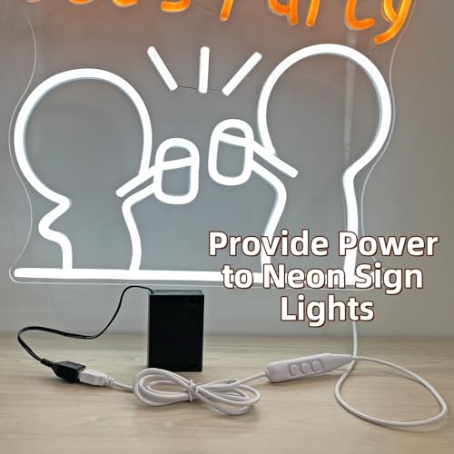 Image of Portable Battery Pack for Neon Signs - 5V LED Neon Sign Power Supply, Convert Plug-in Neon Lights to Battery-Operated (3AA, Black)