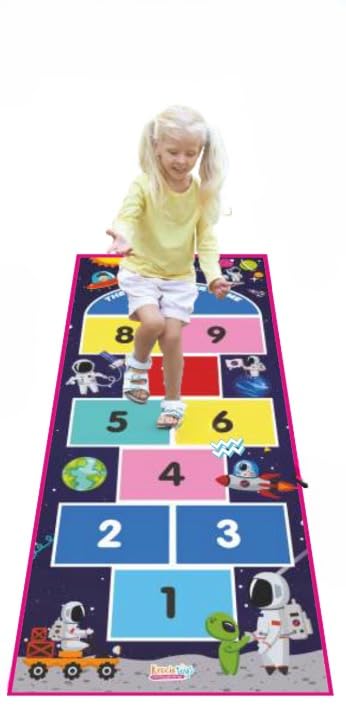 Ramkia Hopscotch Game | Jumbo Kids Play Mat (40" x 108" inches) | Unique Balancing Game | Large Size for 3 Years and up | (Blue) (B0D6M16CGG) Amazon Price History, Amazon Price Tracker