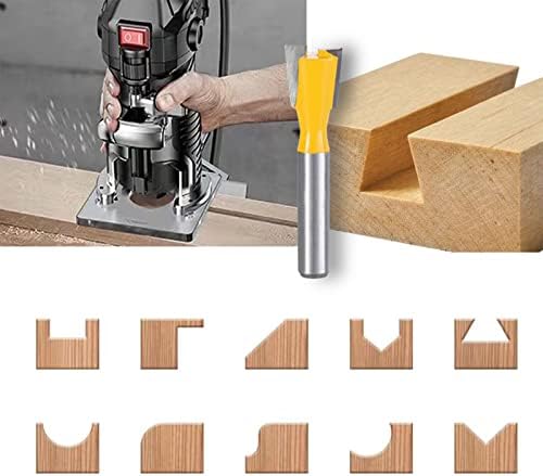 HPMAISON Router Bit Set, 12 PCS 6.35mm 1/4 Inch Shank Tungsten Carbide Tipped Router Bit Set with Hex Wrench