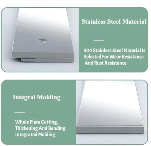 50x35cm Wall Mounted Floating Desk Foldable Workstation Space Saving Stainless Steel Table for Laundry or Home Office Functional Hanging Desk Solutions.