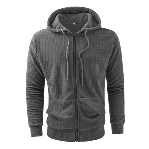 Sweat à capuche uni avec fermeture éclair pratique pour sport et musculation homme L