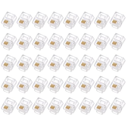 QUARKZMAN Telefonmodularstecker männlich RJ11-Stecker, Kupferkern 6P4C klar 40 Stück