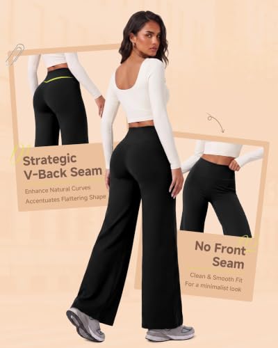 Fleece Lined Wide Leg Pants Women - Winter Thermal Warm Straight Leggings - image 2