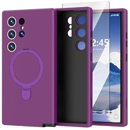 ACKETBOX Magnetic Designed for Samsung Galaxy S24 Ultra Case,with Screen Protector +Kickstand,Shockproof Protective Phone Cover,Case for Galaxy S24 Ultra 5G 6.8"(Deep Purple)