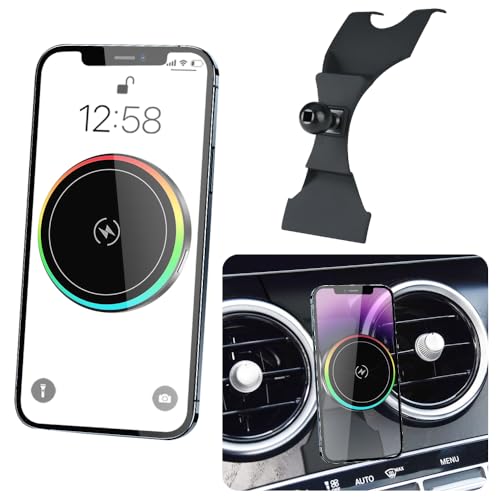 LUNQIN Car Magnetic Phone Mount for Mercedes Benz C-Class 2015-2018 and GLC Class 2015-2019 Auto Interior Accessories Best Cellphone Holder Fast 15W Wireless Charger Cell Phones Charging Screen Stand