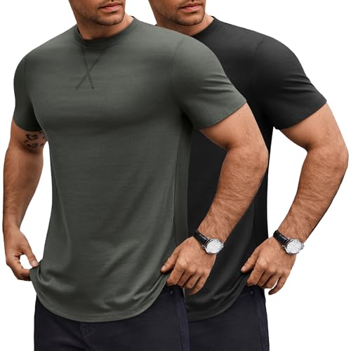 COOFANDY Mens T Shirts Casual Short Sleeve Cotton Tee Shirts Hipster Hip Hop Longline T-Shirt Basic Summer Tops