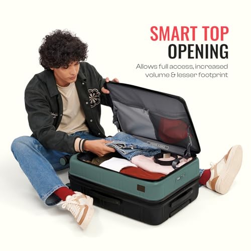 Image of Urban Jungle by Safari Hold-All Premium Top-Open Trolley Bag Set of 3, Cabin, Medium & Large Luggage, Hardside Polycarbonate Suitcase with 8 Silent Wheels and TSA Lock (Green)