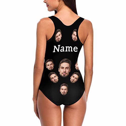 Diykst Custom Face Novelty Swimsuit With Text Personalized Photo Gift Swimwear One Piece For Girlfriend Wife Lover S #TOP1