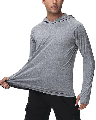 Roadbox Mens Long Sleeve Sun Shirts, 2 Pack UPF 50+ UV Protection Hoodie Shirt for Fishing Hiking Running Workout Swim2