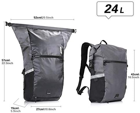 Rhinowalk Bike Bag Waterproof Pannier Backpack Convertible - 2 in 1 Bicycle Saddle Bag Shoulder Bag Laptop Pannier Professional Cycling Accessories-Gray