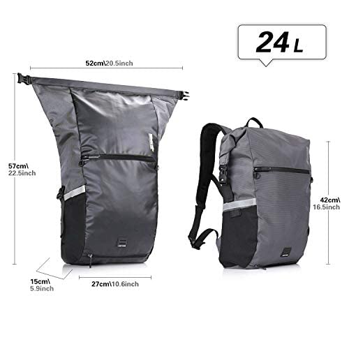 Rhinowalk Bike Bag Waterproof Pannier Backpack Convertible - 2 In 1 Bicycle Saddle Bag Shoulder Bag Laptop Pannier Professional Cycling Accessories-Gray #TOP2