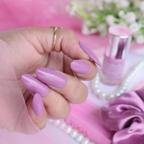 Image of DeBelle Gel Creme Nail Polish Flamboyant Florina (Dark Pink Mauve Nail Paint), 6ml | Non UV - Gel Finish | Seaweed Enriched Formula | Long Lasting Nail Paint | Cruelty & Toxic Free |
